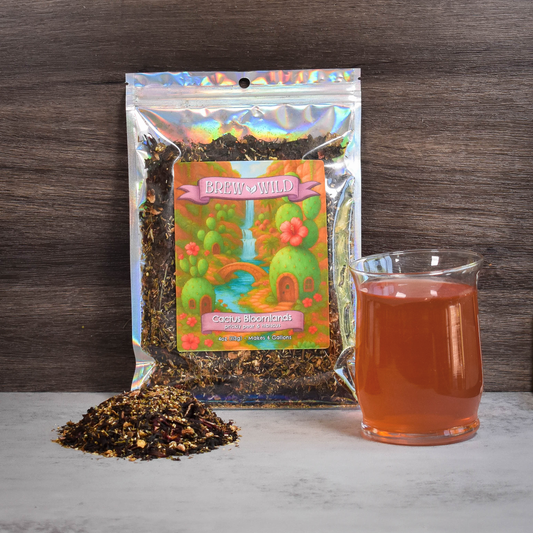 Cactus Bloomlands kombucha tea bags with prickly pear and hibiscus — a fruity, tart blend to buy kombucha tea online and flavor kombucha with bold, refreshing taste.