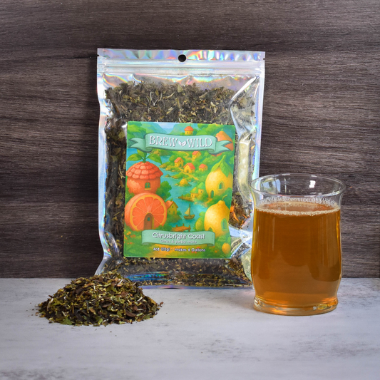 Citrusbright Coast kombucha tea bags with citrus and yerba mate — a bold, zesty blend to buy kombucha tea online and flavor kombucha in one step.